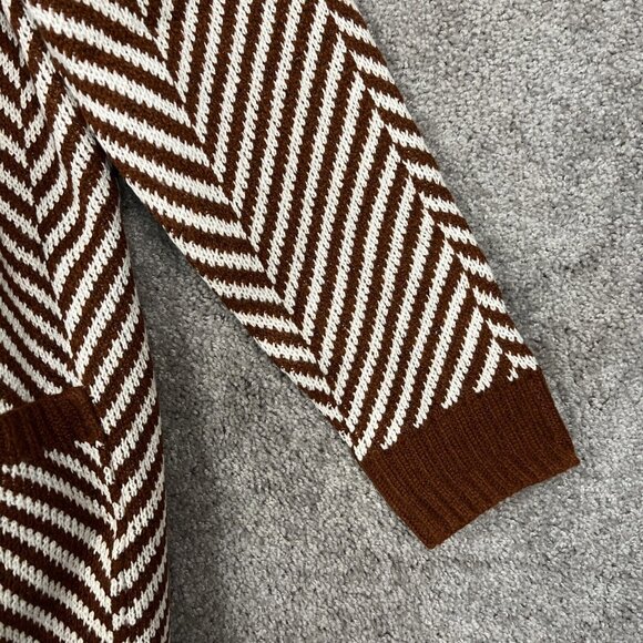 Fortune + Ivy Stitch Fix Sweater Womens Brown Stripe Cardigan Long Sleeve Pocket - Picture 4 of 9